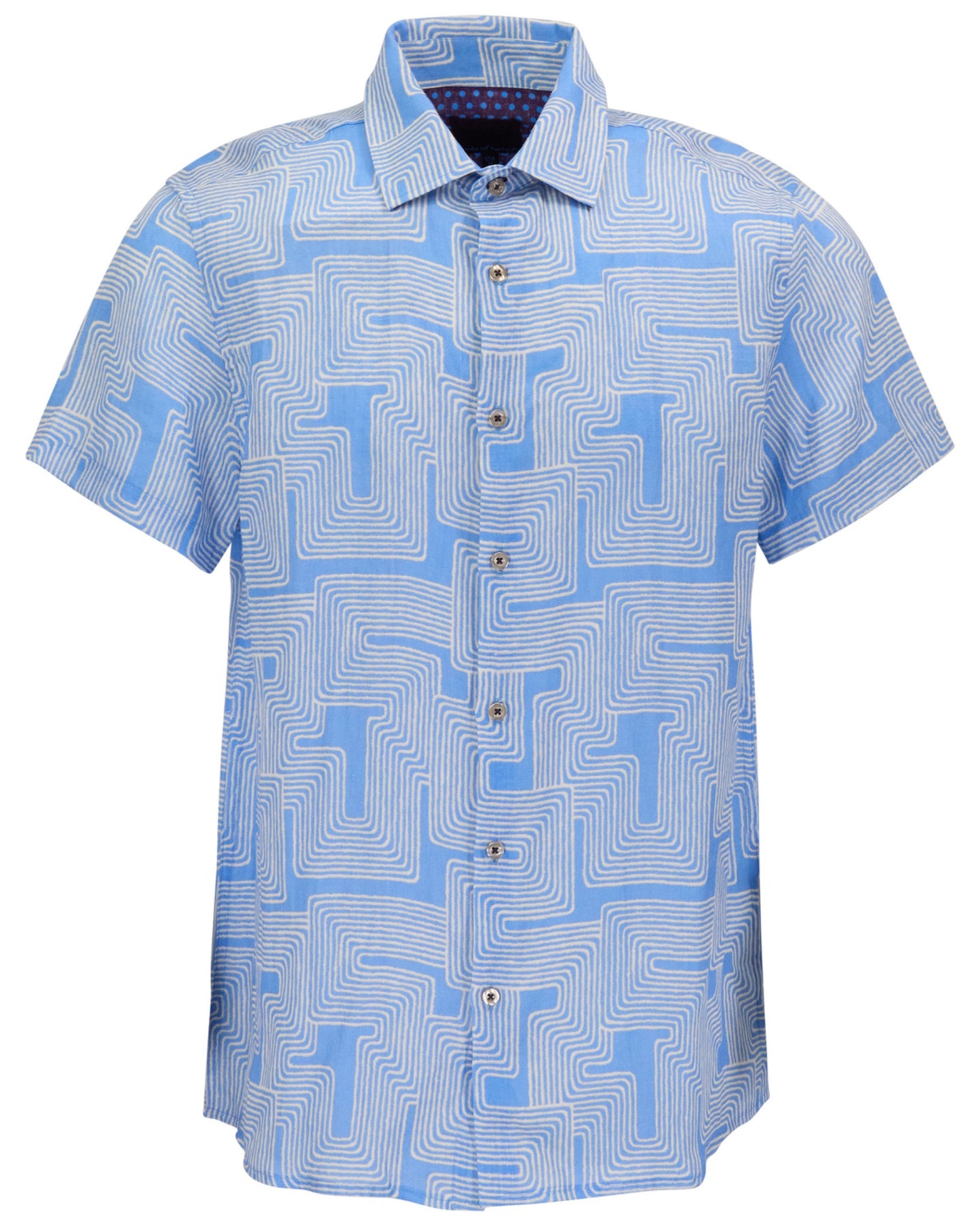 LANDON INTER TWINE BLUE MENS LINEN BUTTON-UP SHIRT
