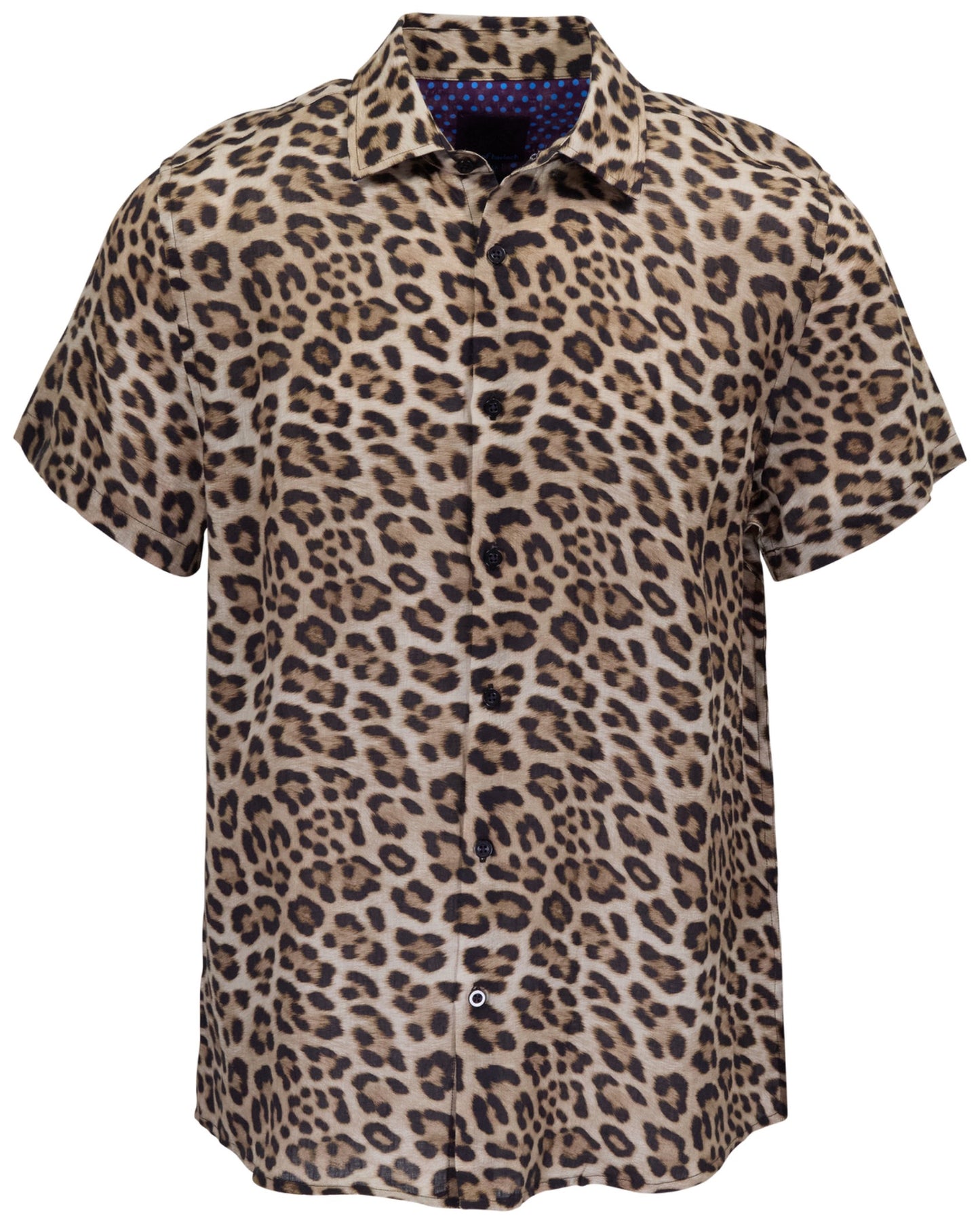 LANDON LEOPARD BROWN MENS LINEN SHIRT