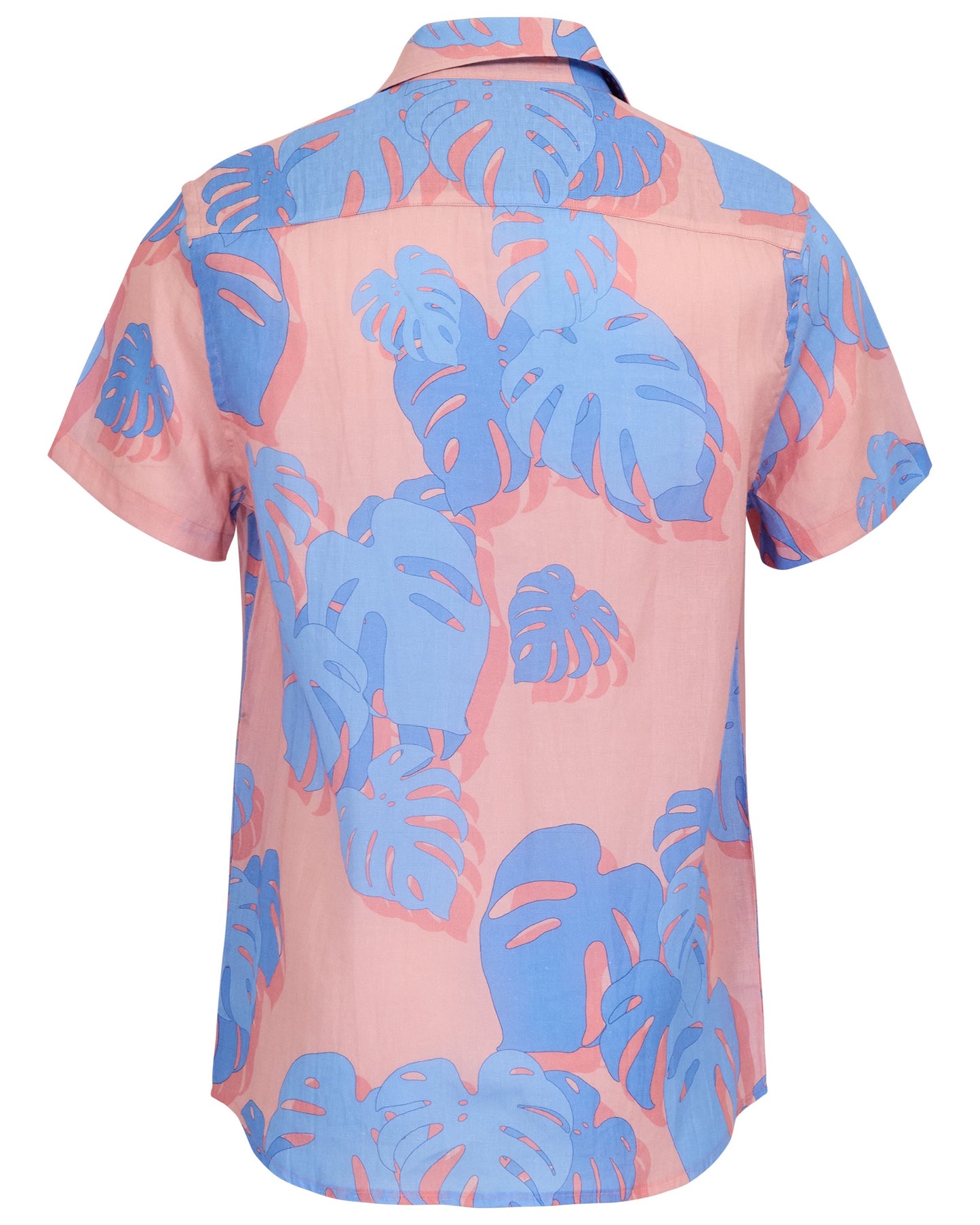 LANDON MONSTERA FLORAL CORAL MENS LINEN SHIRT