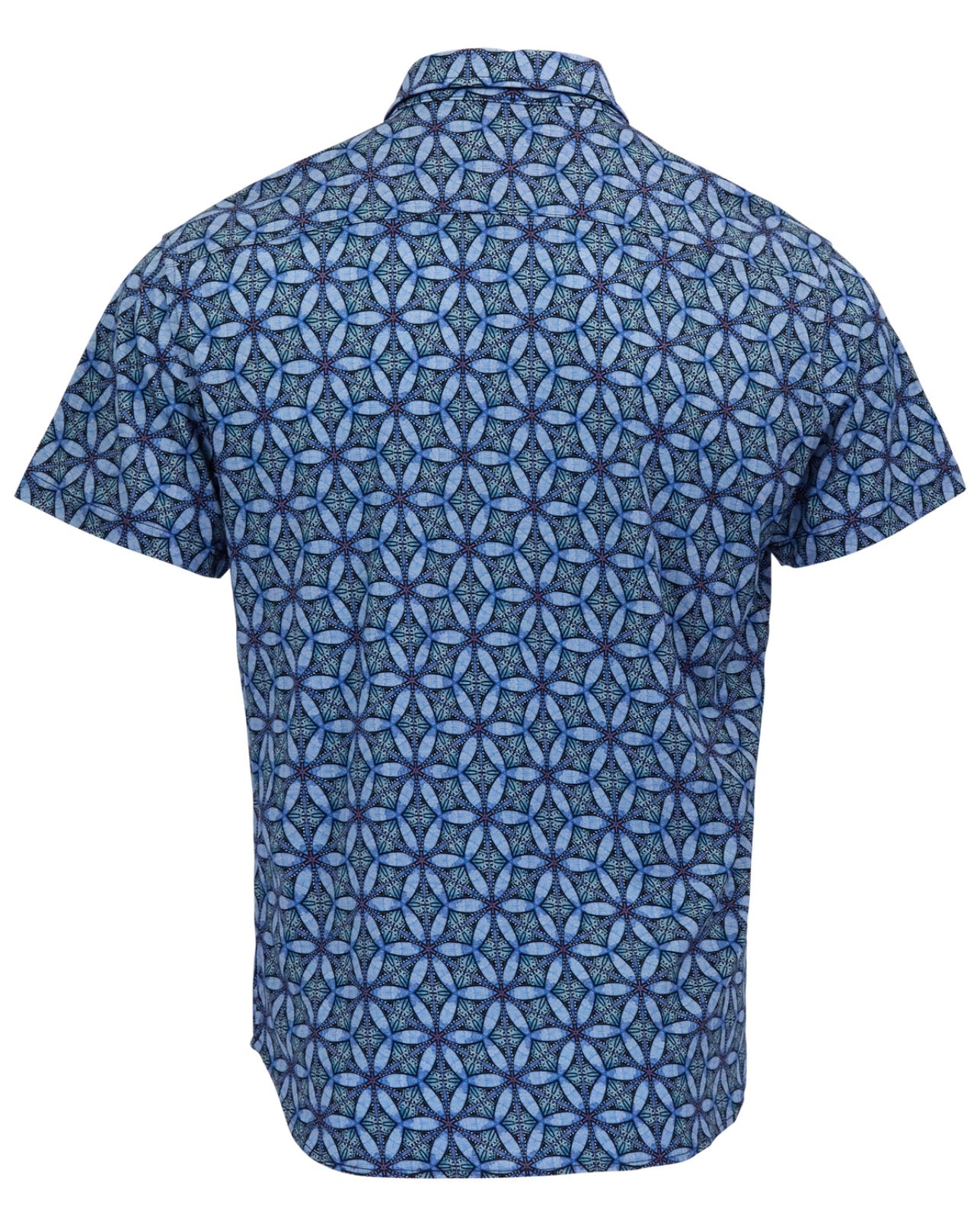 TOBIAS TRIBAL BLUE MENS MERINO WOOL BUTTON-UP SHIRT