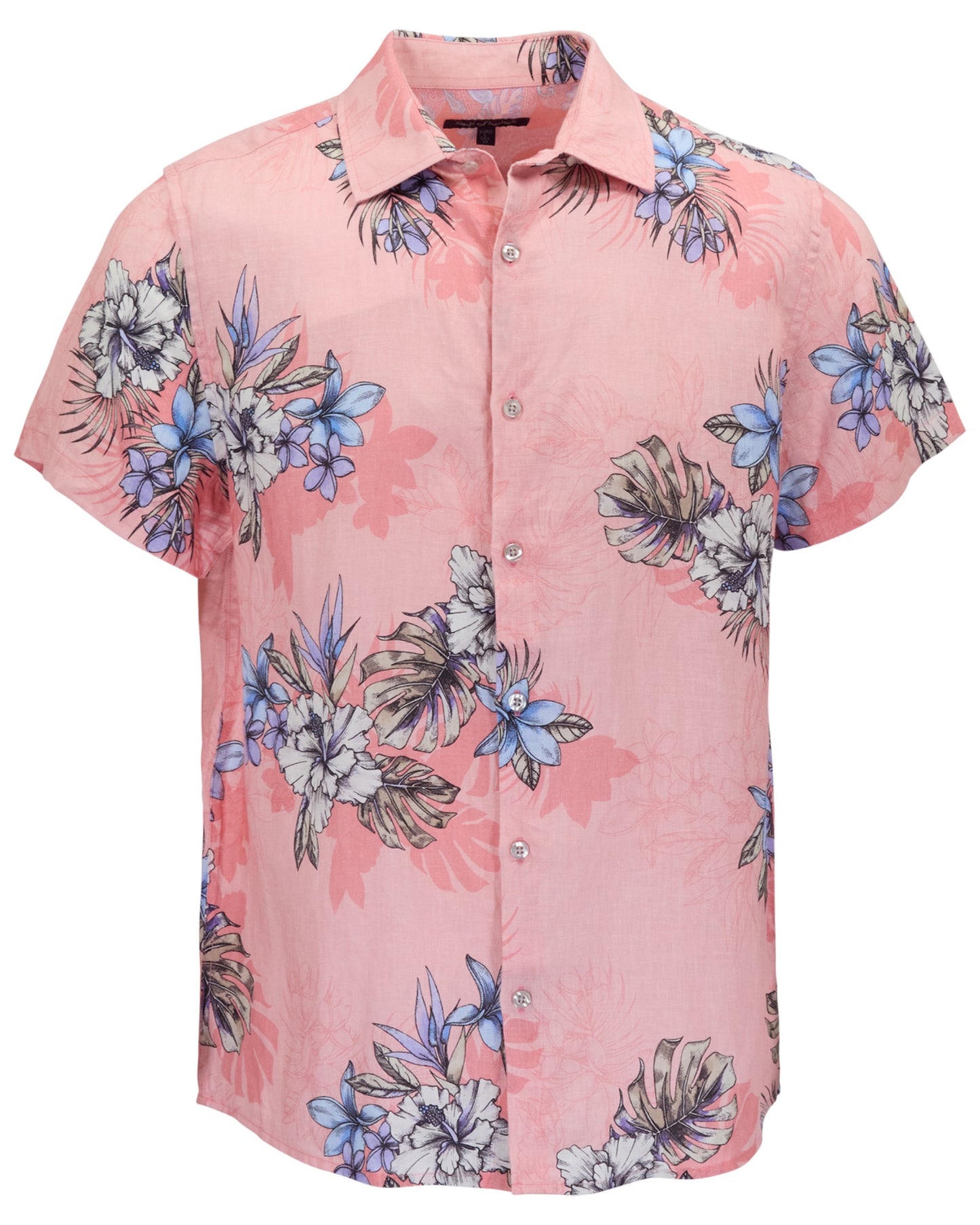 LOIC EXOTIC FLORAL CORAL MENS LINEN PRINTED SHIRT