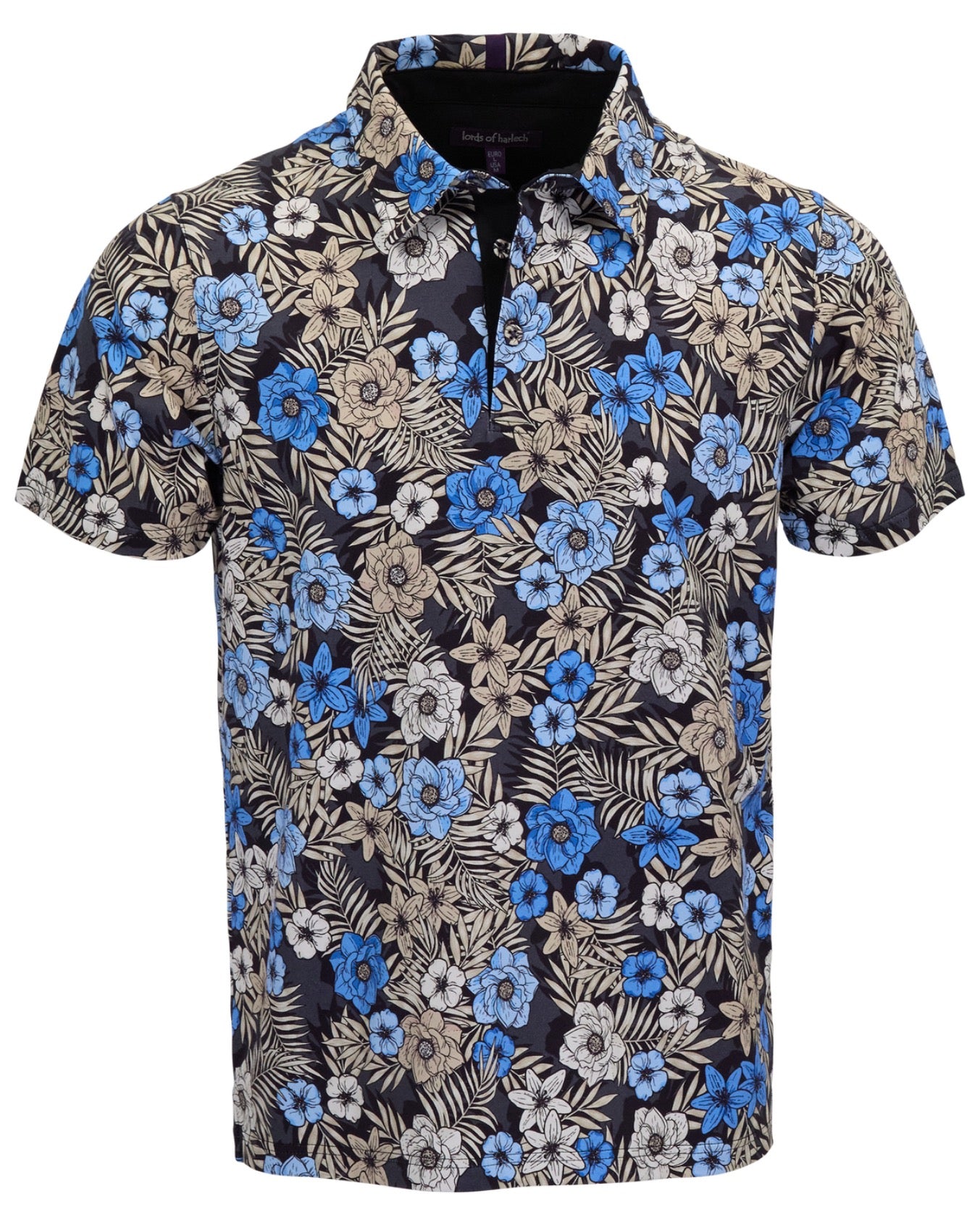 PIETRO TROPICAL MIX BLACK MENS KNIT POLO