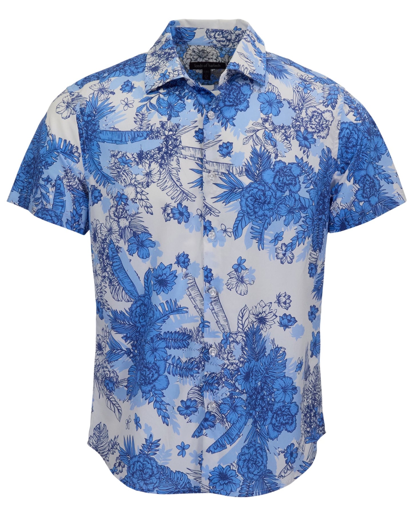 SCOTT MONO FLORAL WHITE MENS PRINTED BUTTON UP SHIRT
