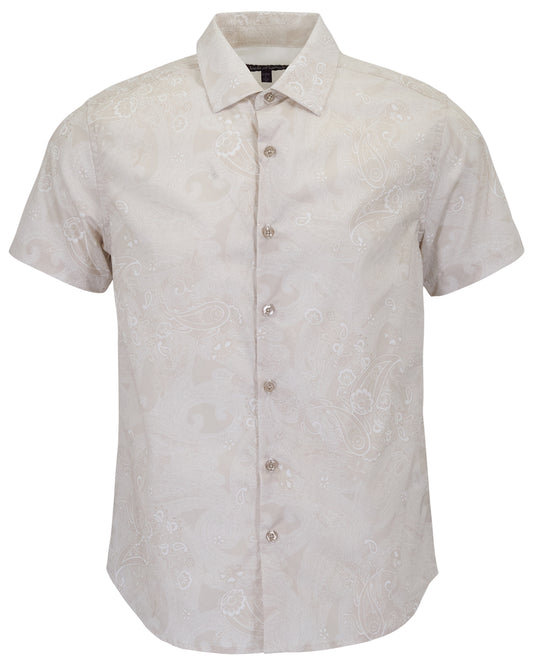 SCOTT PAISLEY EXPLOSION IVORY MENS PRINTED BUTTON UP SHIRT