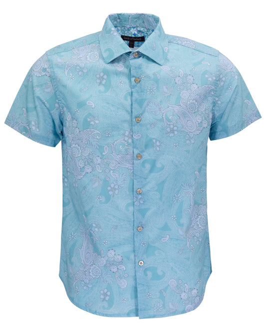 SCOTT PAISLEY EXPLOSION TEAL MENS PRINTED BUTTON UP SHIRT