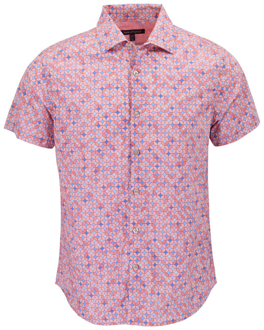 SCOTT RETRO STAR CORAL MENS PRINTED BUTTON UP SHIRT