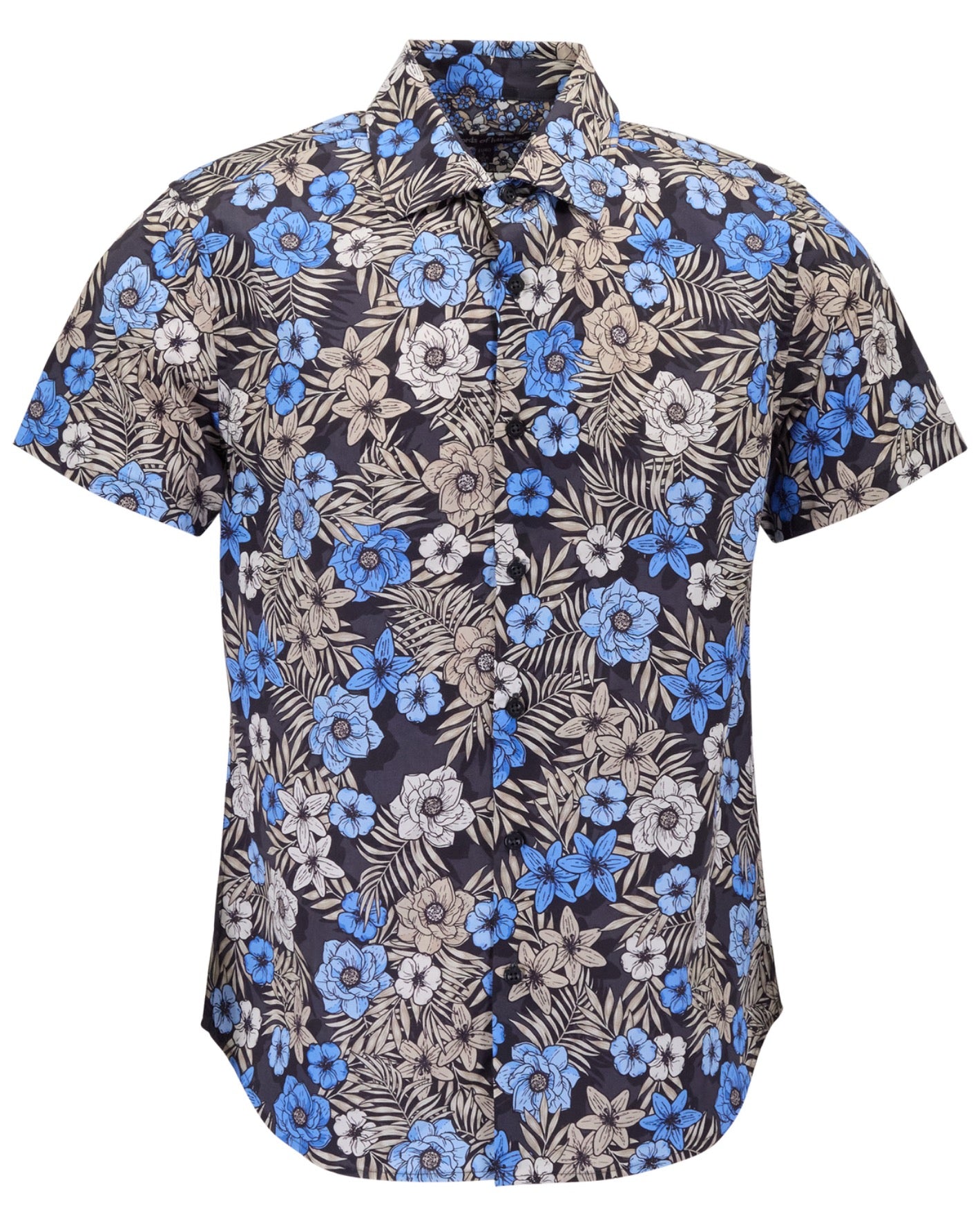 SCOTT TROPICAL MIX BLACK MENS PRINTED BUTTON UP SHIRT