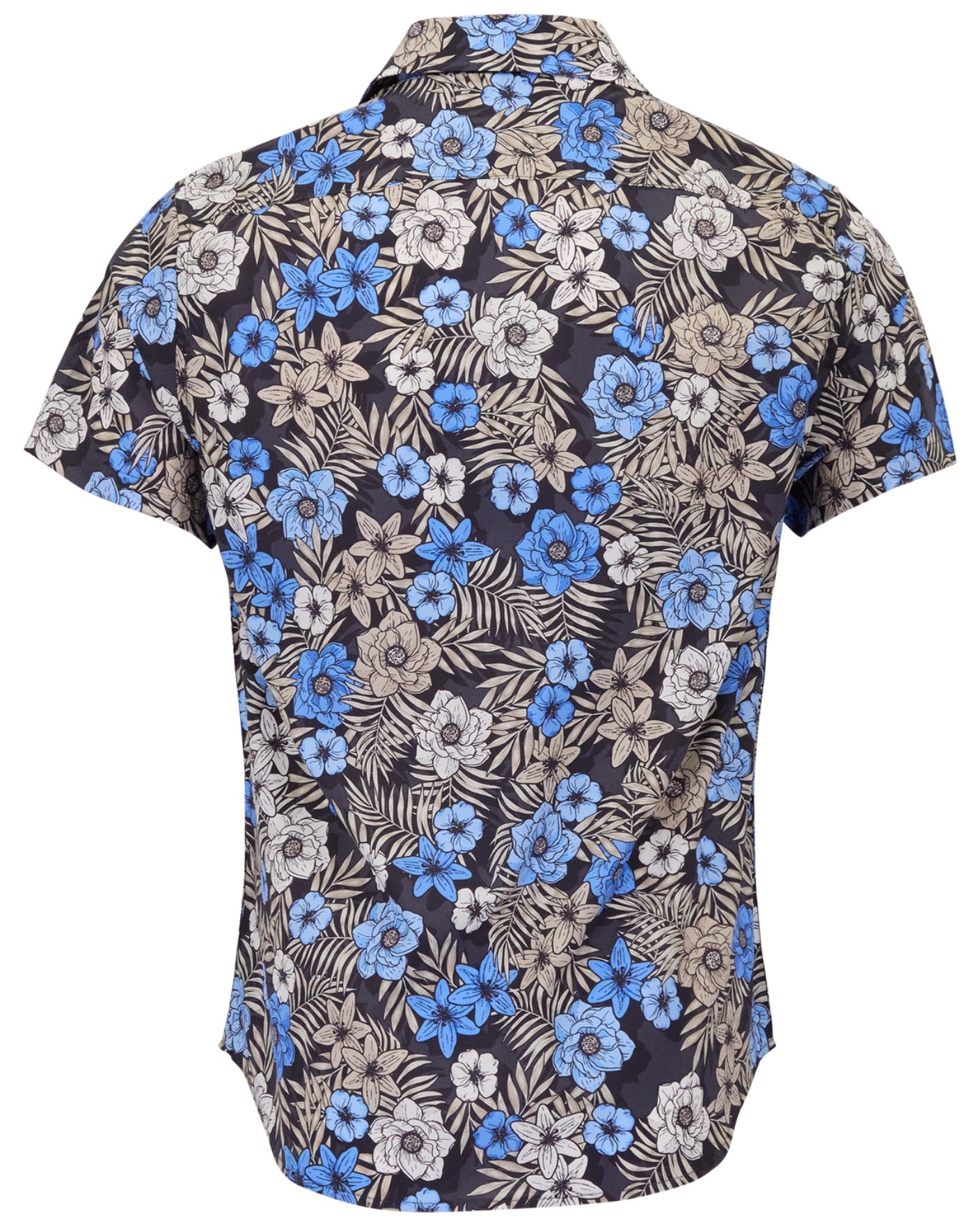 SCOTT TROPICAL MIX BLACK MENS PRINTED BUTTON UP SHIRT