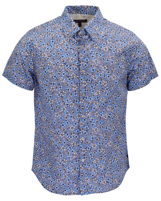 TIM FLORAL FIELD BLUE MENS PRINTED BUTTON UP SHIRT