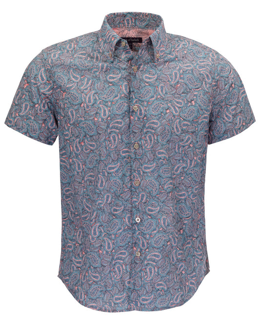 TIM PAISLEY PILE CORAL MENS PRINTED BUTTON UP SHIRT