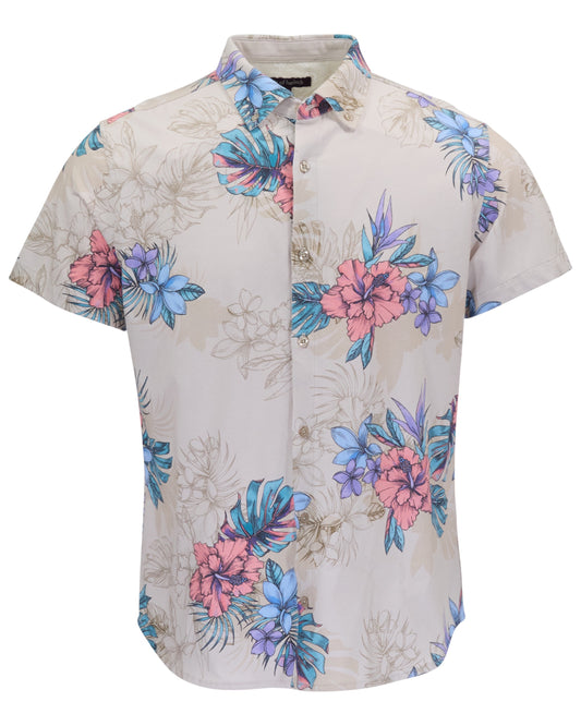 TODD EXOTIC FLORAL NEUTRAL MENS KNIT POLO
