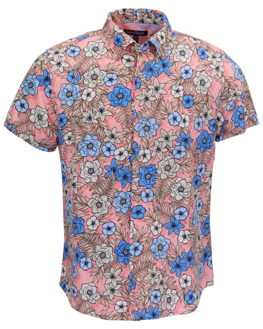 TODD TROPICAL MIX CORAL MENS KNIT POLO