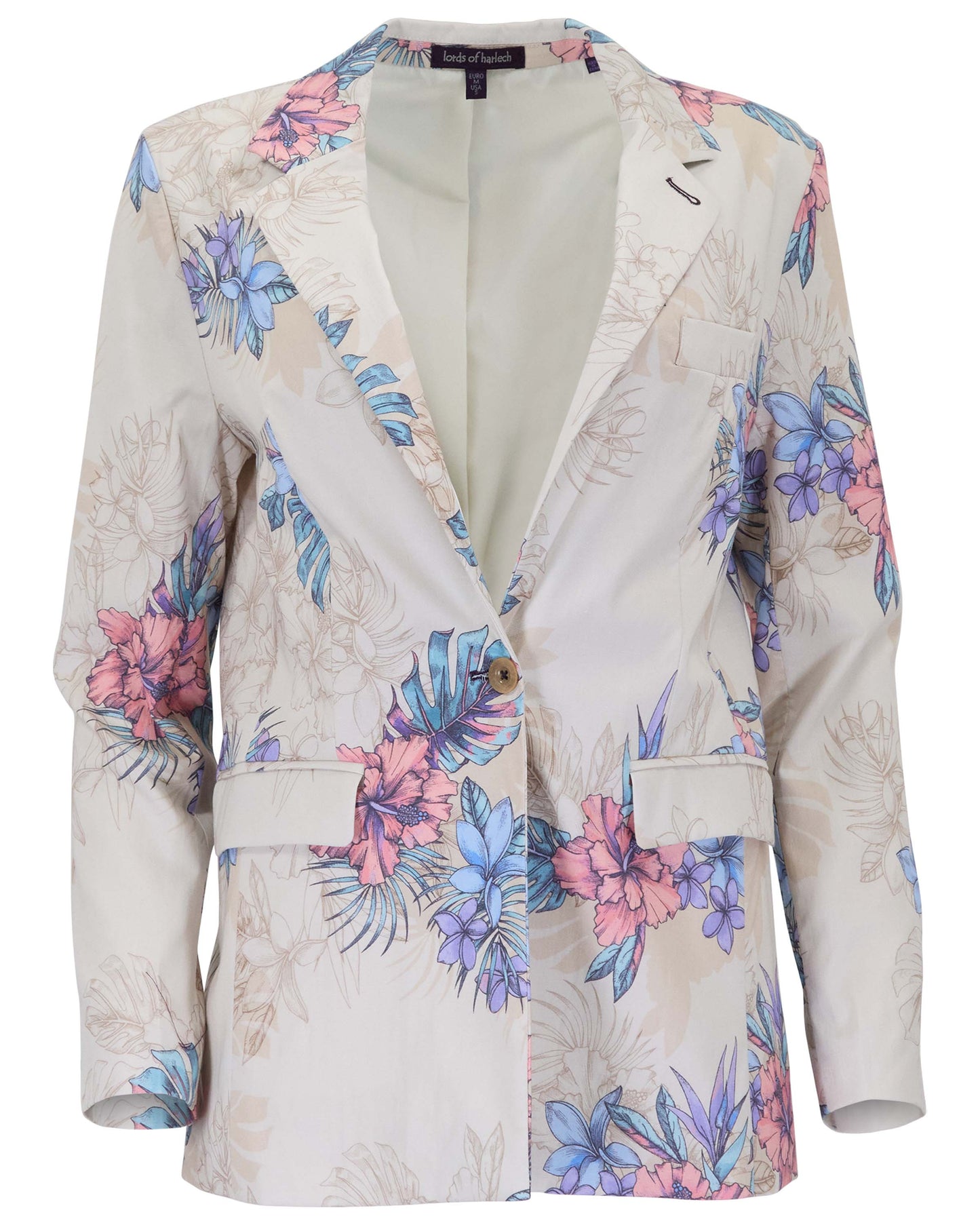 JANE EXOTIC FLORAL NEUTRAL WOMENS TAILORED BLAZER