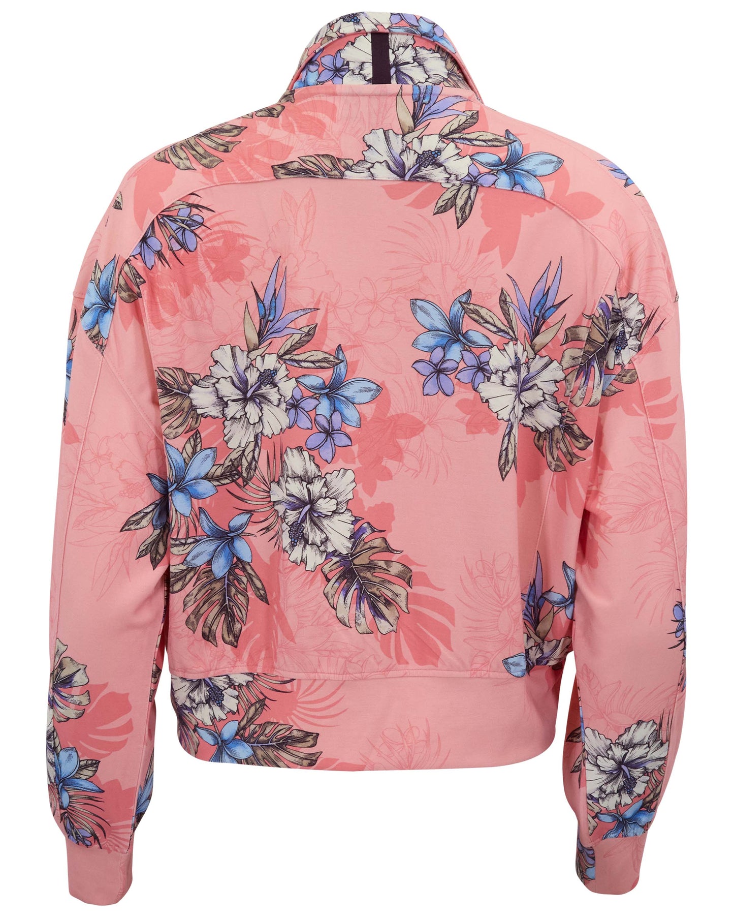 JUDY EXOTIC FLORAL CORAL WOMENS CROPPED ZIP JACKET
