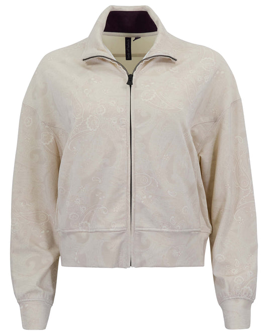 JUDY PAISLEY EXPLOSION IVORY WOMENS CROPPED ZIP JACKET