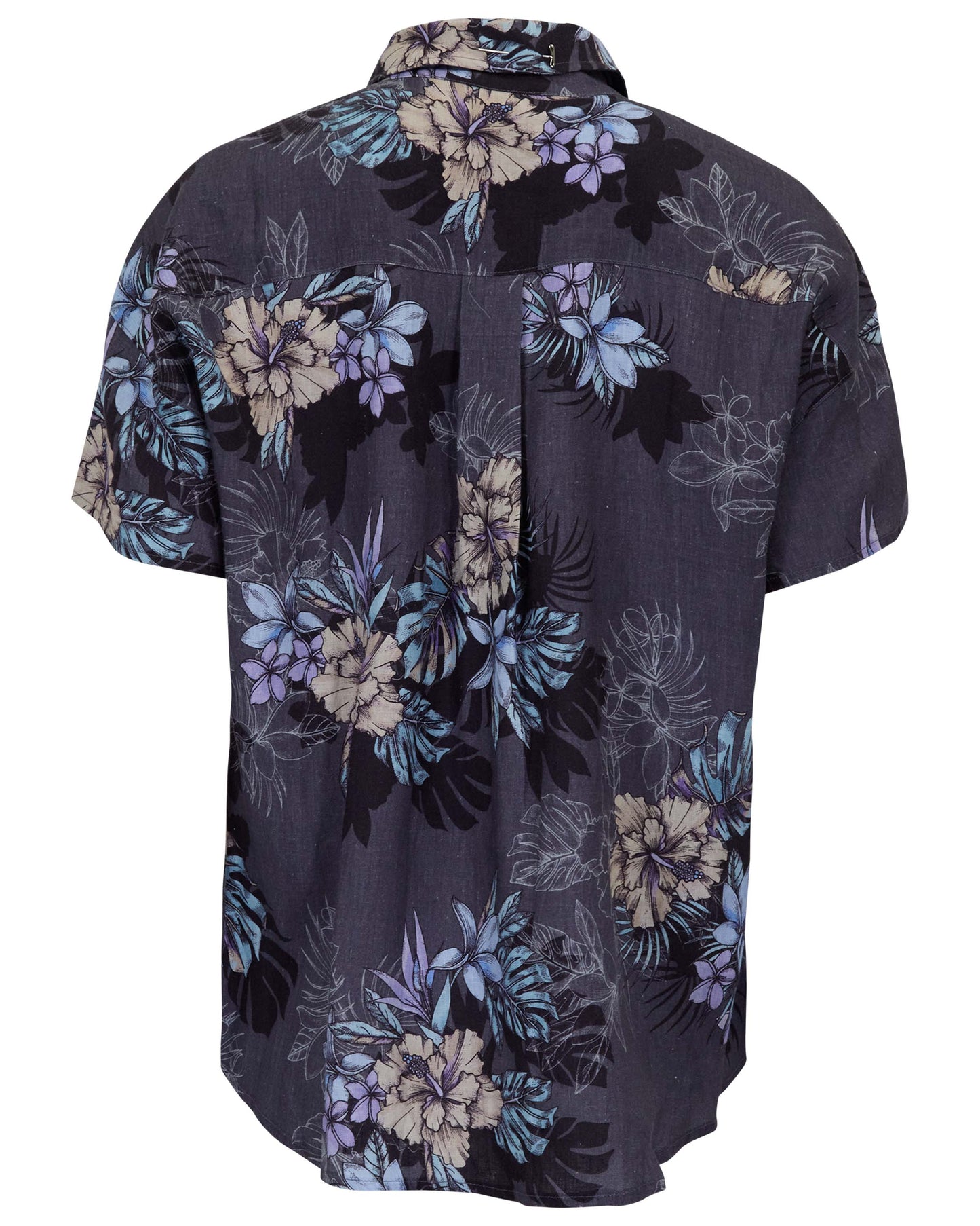 LARA EXOTIC FLORAL BLACK WOMEN'S RELAXED LINEN SHIRT