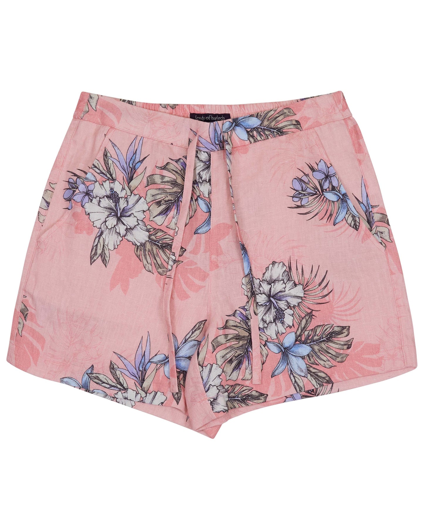LEANNE EXOTIC FLORAL CORAL WOMENS DRAWSTRING SHORT