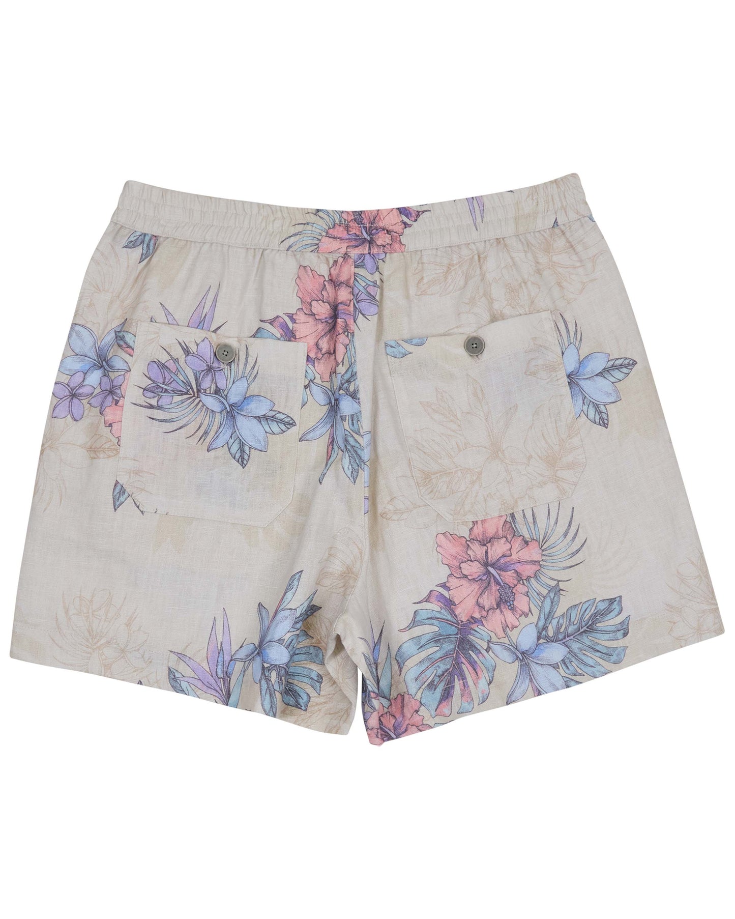 LEANNE EXOTIC FLORAL NATURAL WOMENS DRAWSTRING SHORT