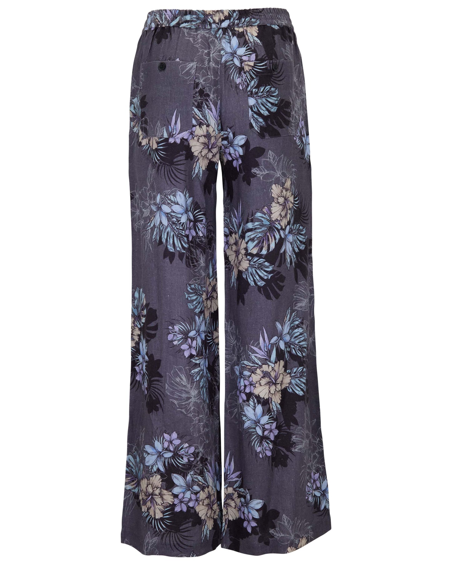 LILLIAN EXOTIC FLORAL BLACK WOMENS WIDE-LEG PANT