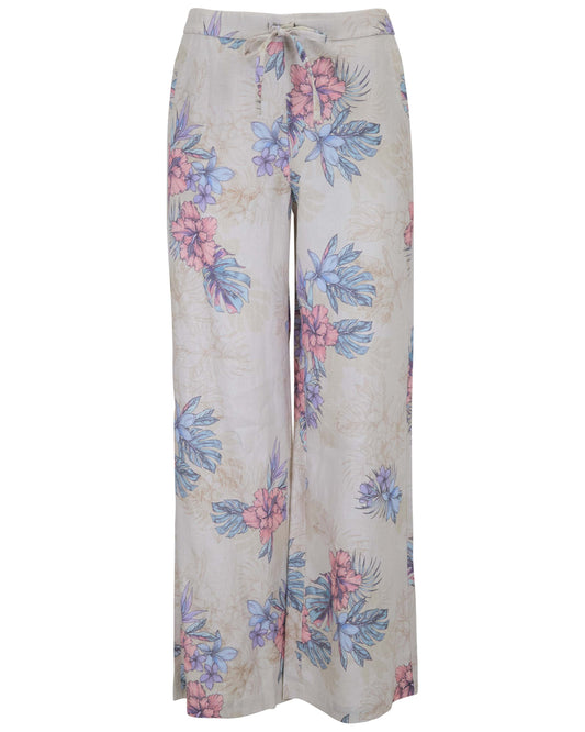 LILLIAN EXOTIC FLORAL NATURAL WOMENS WIDE-LEG PANT