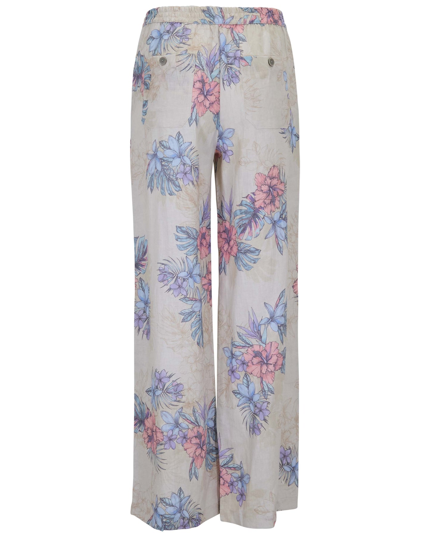 LILLIAN EXOTIC FLORAL NATURAL WOMENS WIDE-LEG PANT