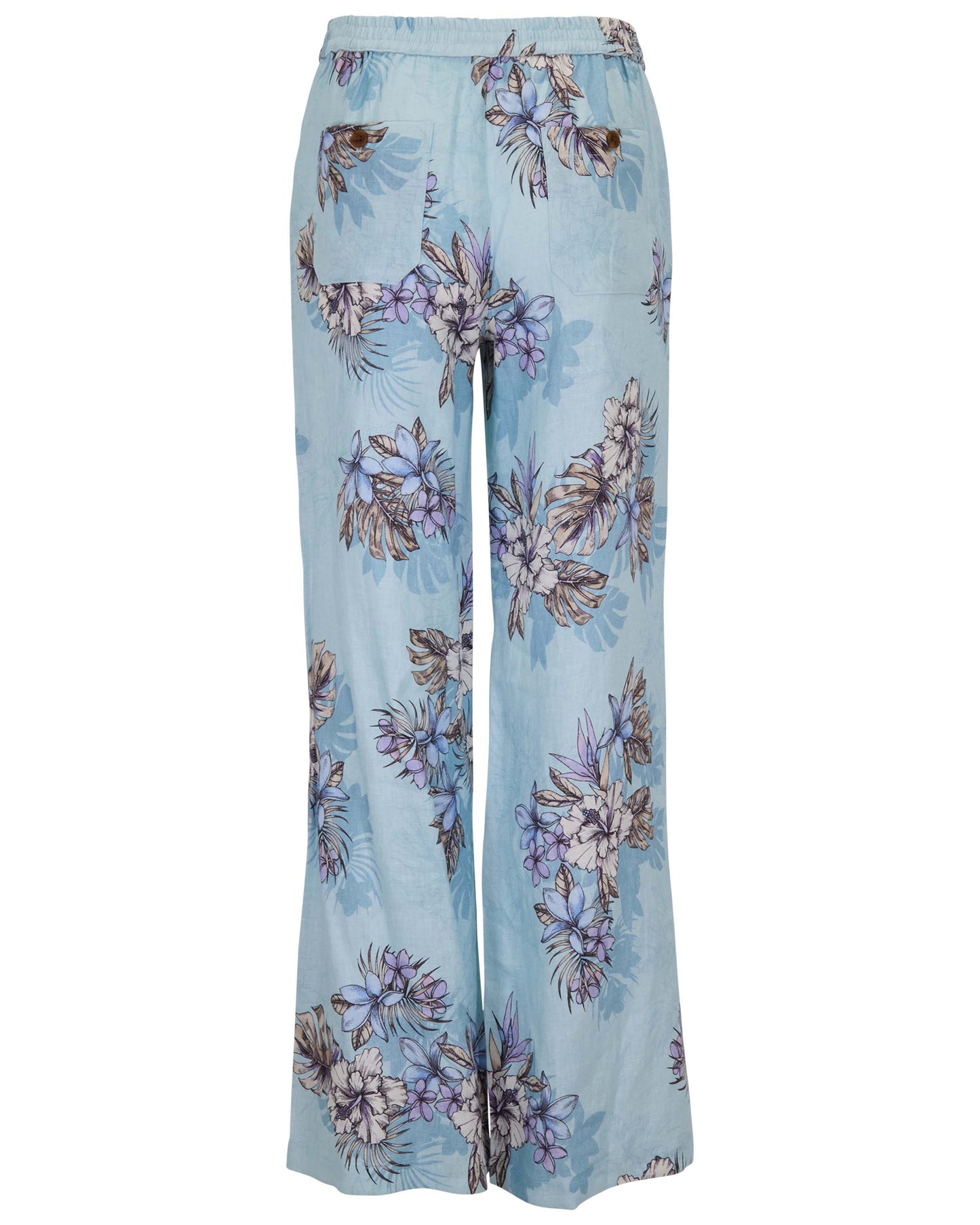 LILLIAN EXOTIC FLORAL TEAL WOMENS WIDE-LEG PANT