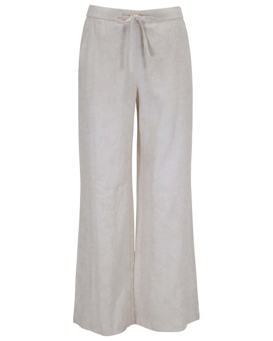 LILLIAN PAISLEY EXPLOSION IVORY WOMENS WIDE-LEG PANT
