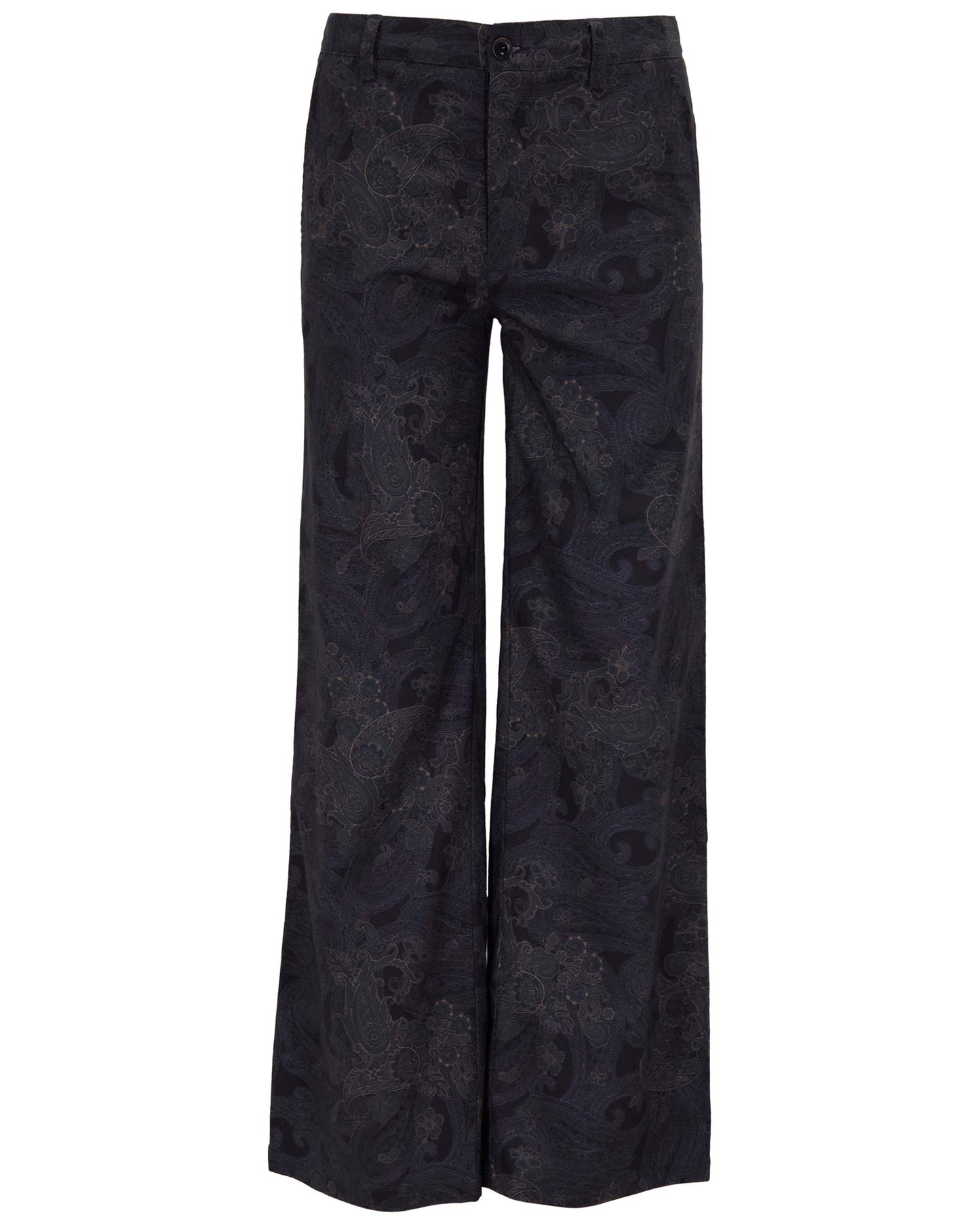 PHILLIS PAISLEY EXPLOSION BLACK WOMENS WIDE-LEG PANT