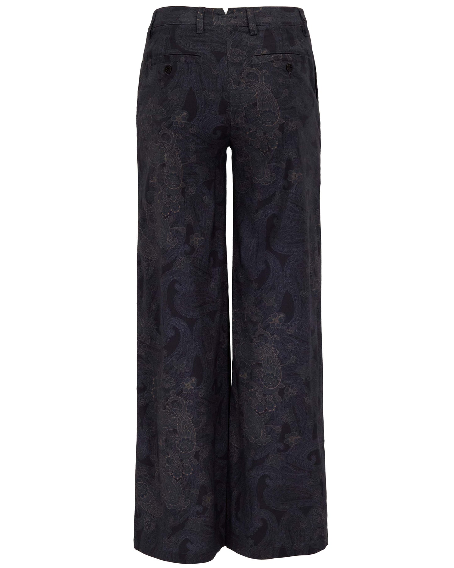 PHILLIS PAISLEY EXPLOSION BLACK WOMENS WIDE-LEG PANT