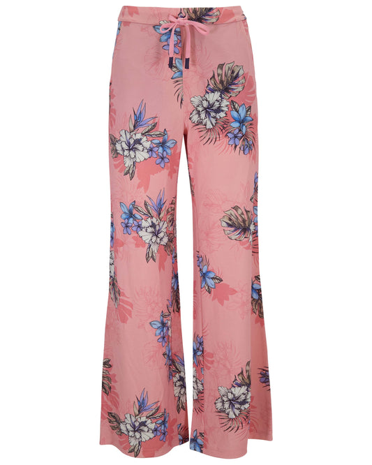 SANCHEZ EXOTIC FLORAL CORAL WOMENS WIDE-LEG PANT