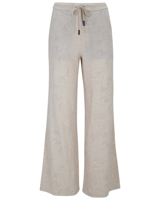 SANCHEZ PAISLEY EXPLOSION IVORY WOMENS WIDE-LEG PANT