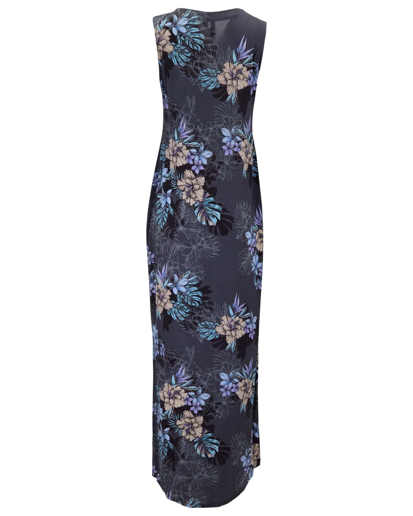 TRUDY EXOTIC FLORAL BLACK WOMENS SLEEVELESS MIDI DRESS