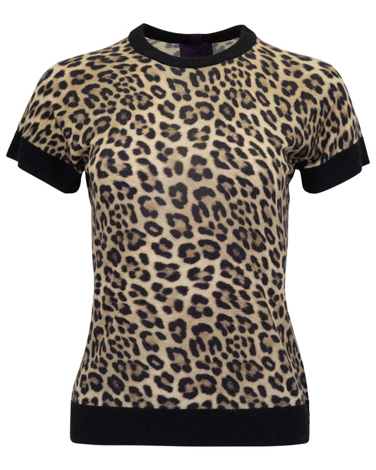 CLAUDETTE LEOPARD BROWN WOMENS KNIT SWEATER