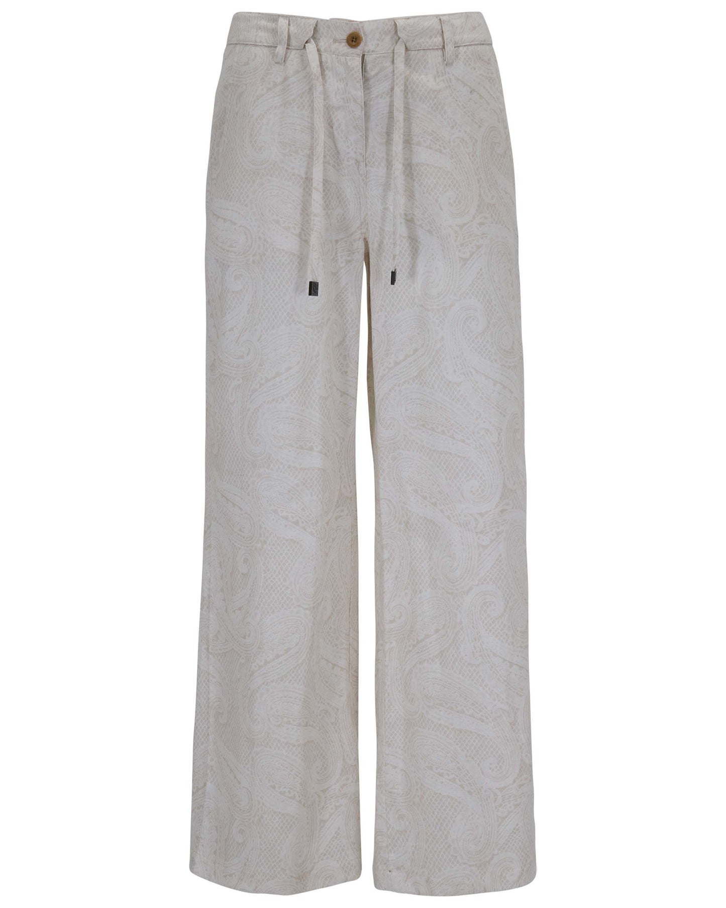 DEANNA CROCHET PAISLEY IVORY WOMENS WIDE-LEG PANT