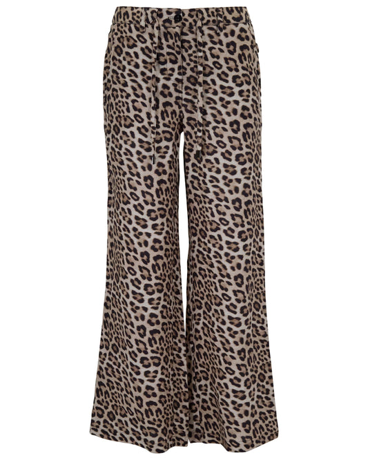 DEANNA LEOPARD BROWN WOMENS WIDE-LEG PANT