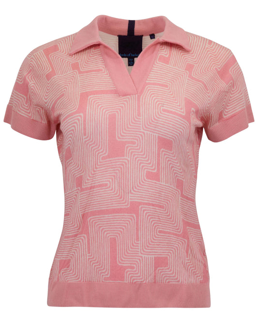 JESSICA INTER TWINE CORAL WOMENS MERINO SILK CASHMERE POLO