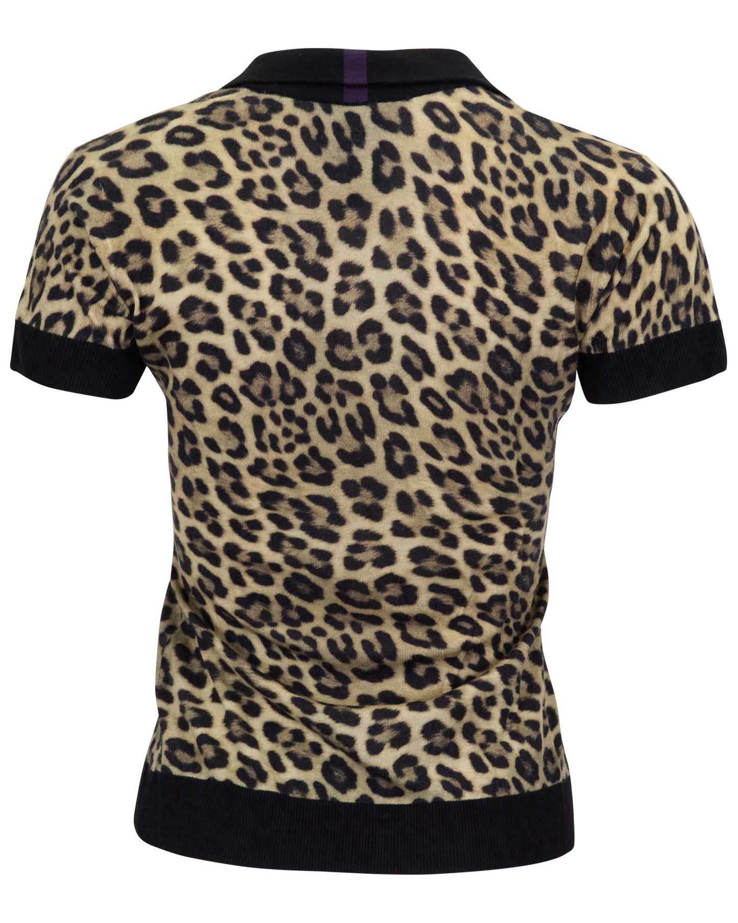 JESSICA LEOPARD BROWN WOMENS MERINO SILK CASHMERE POLO