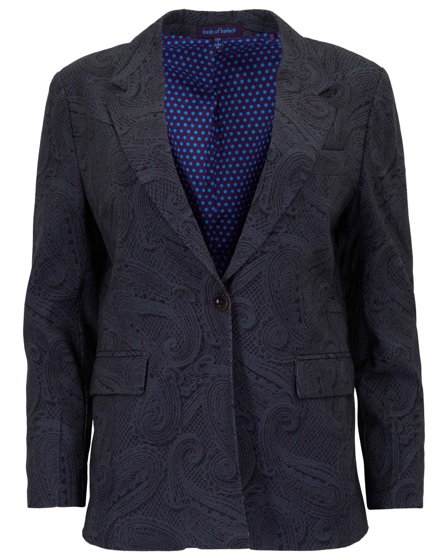 JULIA CROCHET PAISLEY CAVIAR WOMENS TAILORED BLAZER