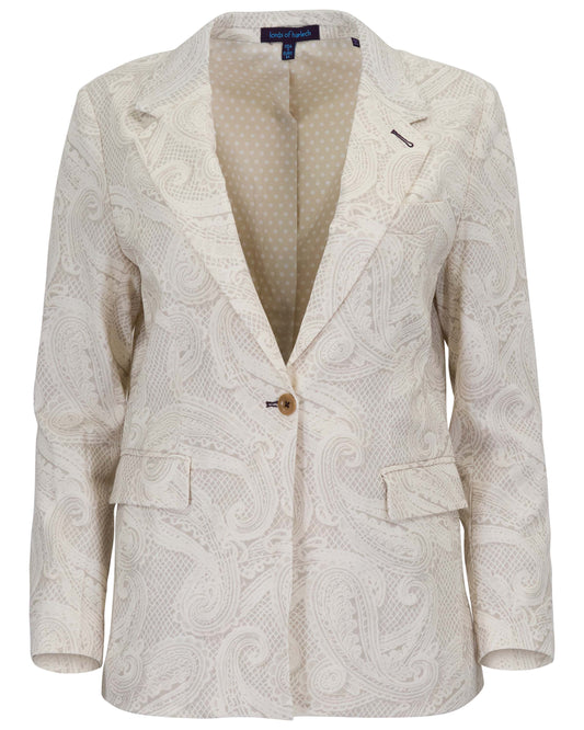 JULIA CROCHET PAISLEY IVORY WOMENS TAILORED BLAZER