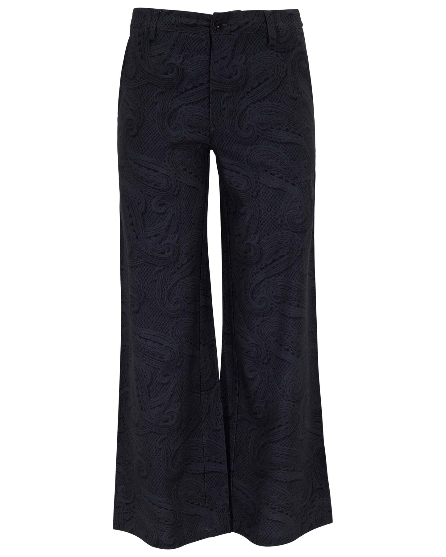 PHEOBE CROCHET PAISLEY CAVIAR WOMENS WOOL WIDE-LEG PANT