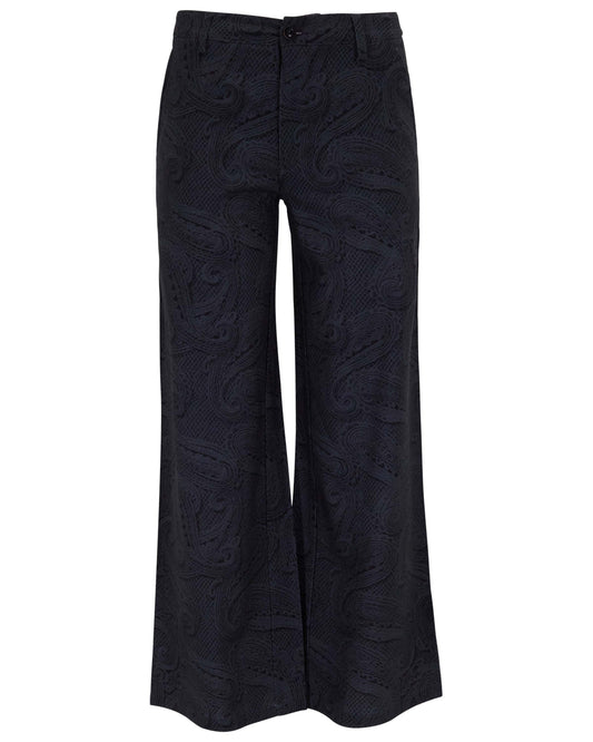 PHEOBE CROCHET PAISLEY CAVIAR WOMENS WOOL WIDE-LEG PANT