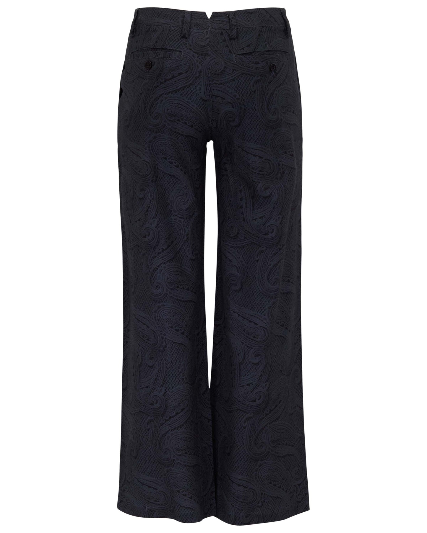 PHEOBE CROCHET PAISLEY CAVIAR WOMENS WOOL WIDE-LEG PANT