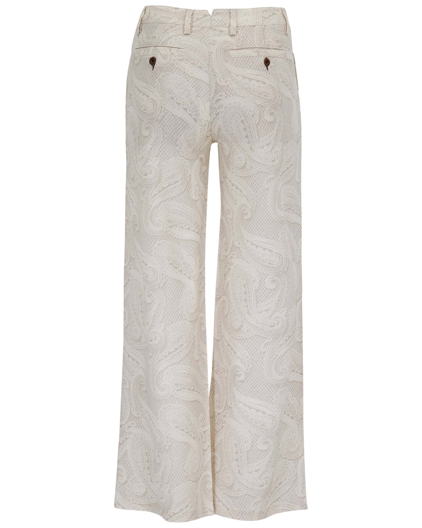 PHEOBE CROCHET PAISLEY IVORY WOMENS WOOL WIDE-LEG PANT