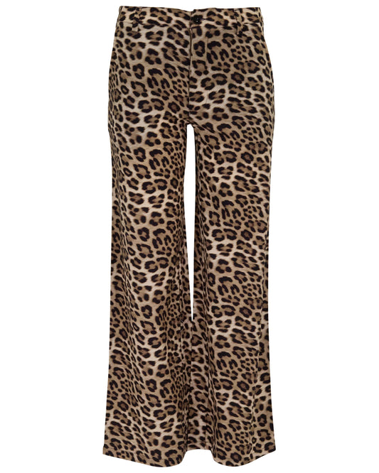 PHEOBE LEOPARD BROWN WOMENS WOOL WIDE-LEG PANT