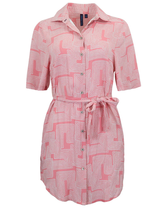 SERENA INTER TWINE CORAL WOMENS WRAP SHIRT DRESS