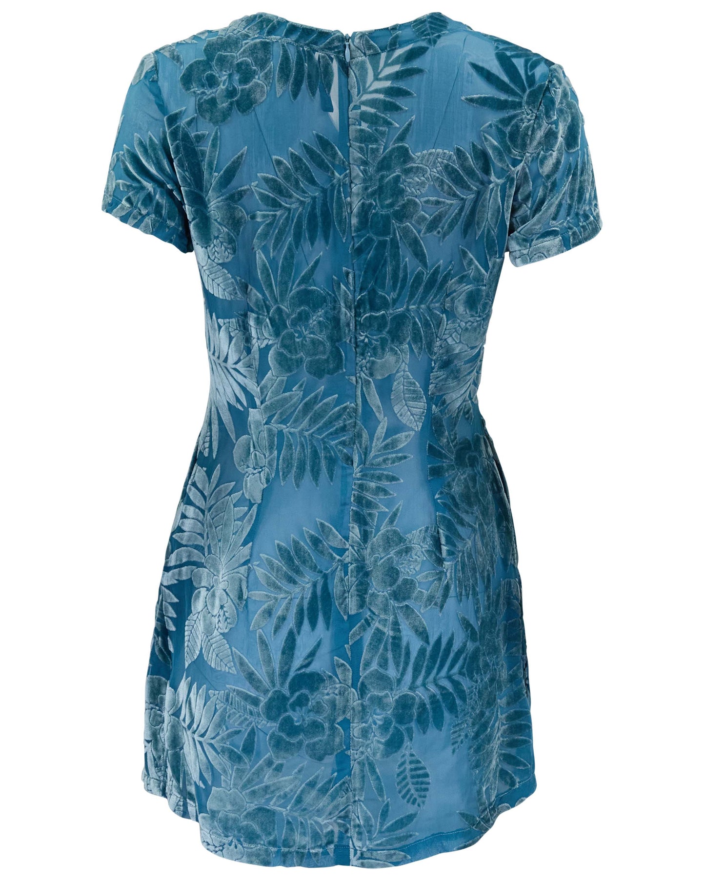 VIOLA COUNTRY FLORAL TEAL WOMENS V-NECK MINI DRESS