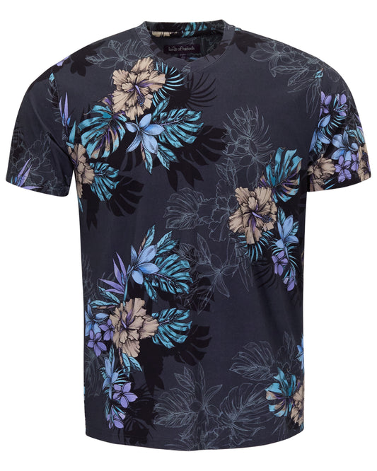 MAZE EXOTIC FLORAL BLACK MENS VNECK TEE