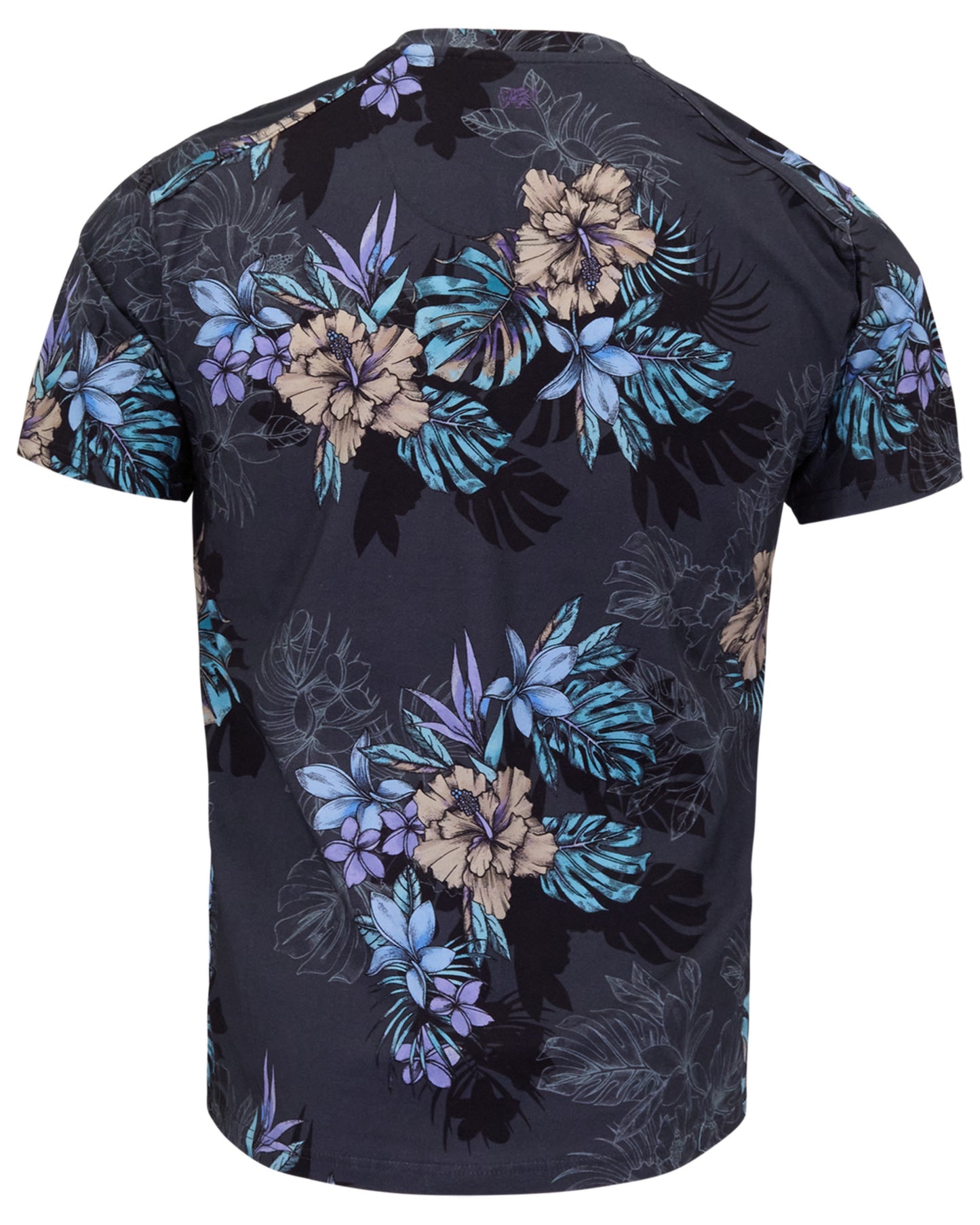 MAZE EXOTIC FLORAL BLACK MENS VNECK TEE