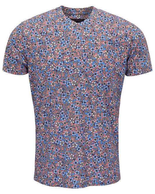 MAZE FLORAL FIELD CORAL MENS VNECK TEE