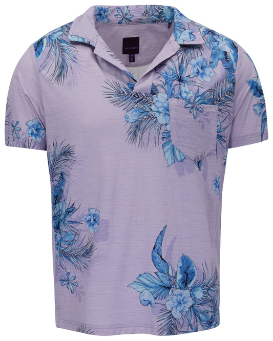 BOBBY MALI FLORAL LAVENDER MENS WOOL JOHNNY COLLAR POLO